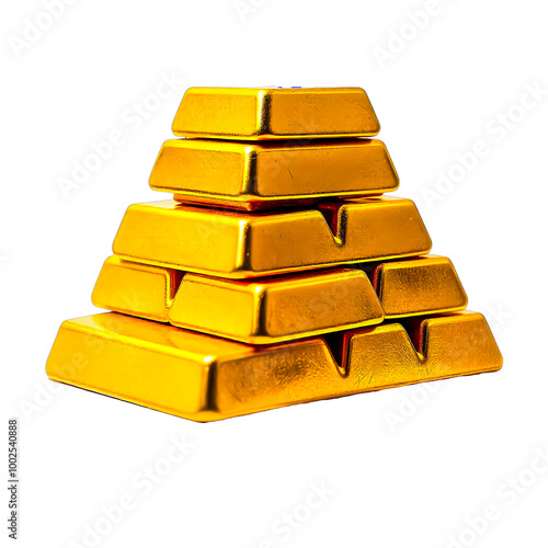A stack of gold bars in transparent Background