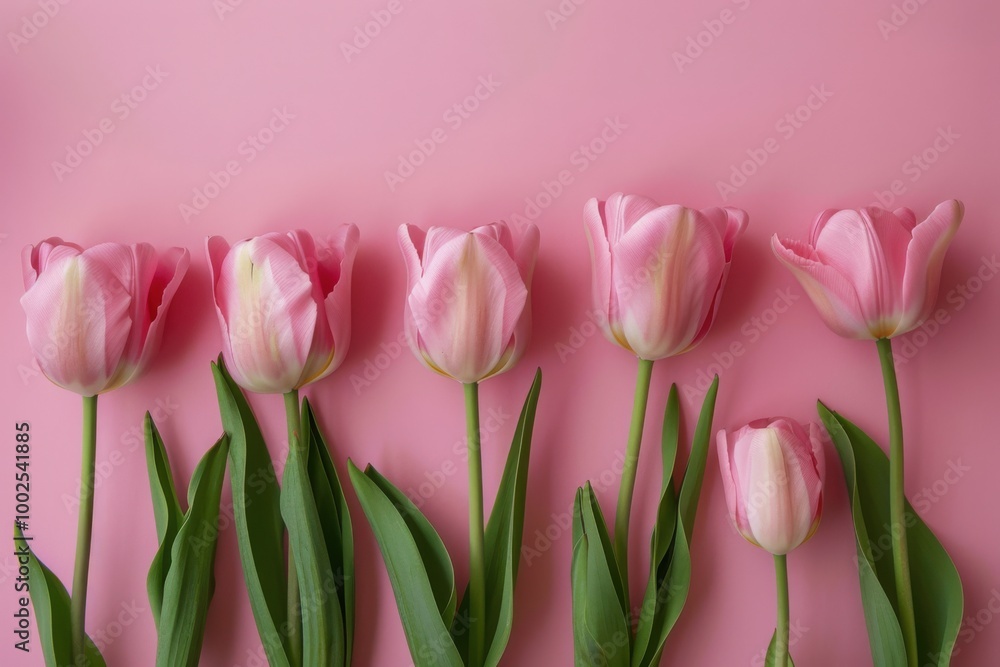 Pink Tulips on Pink Background: Elegant Spring Floral Arrangement for Vibrant and Nature-Inspired Decor Pink Tulips on Pink Background: Elegant Spring Floral Arrangement for Vibrant and Nature-Inspired Decor