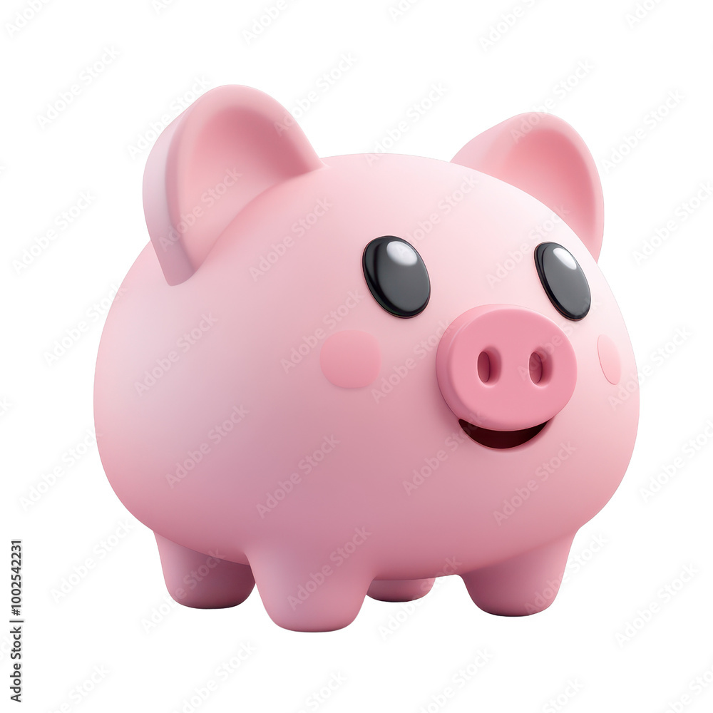 Cute pink piggy bank with a friendly smile, perfect for saving money and promoting financial literacy among children and adults., isolated on a transparent background. Cute pink piggy bank with a friendly smile, perfect for saving money and promoting financial literacy among children and adults., isolated on a transparent background.