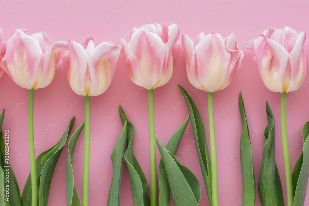 Pink Tulips on Pink Background: Elegant Spring Floral Arrangement for Vibrant and Nature-Inspired Decor Pink Tulips on Pink Background: Elegant Spring Floral Arrangement for Vibrant and Nature-Inspired Decor