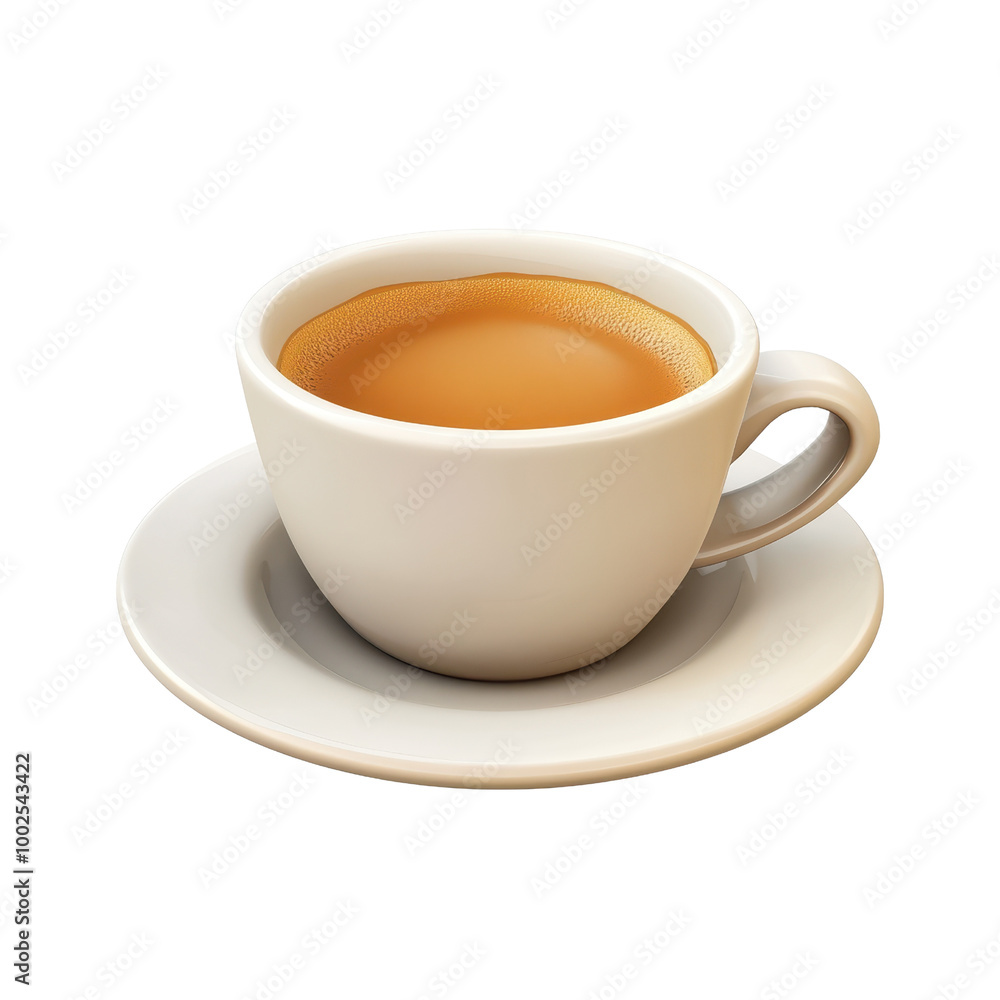 Freshly brewed cup of coffee on a white saucer, perfect for morning rituals or cozy coffee breaks., isolated on a transparent background. Freshly brewed cup of coffee on a white saucer, perfect for morning rituals or cozy coffee breaks., isolated on a transparent background.