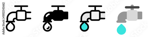 Editable tap water, faucet vector icon. Property, real estate, construction, mortgage, interiors. Part of a big icon set family. Perfect for web and app interfaces, presentations, infographics, etc