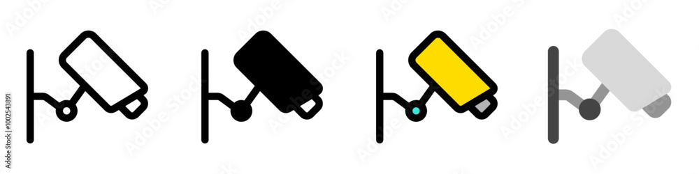 Editable security camera, CCTV vector icon. Property, real estate, construction, mortgage, interiors. Part of a big icon family. Perfect for web and app interfaces, presentations, infographics, etc Editable security camera, CCTV vector icon. Property, real estate, construction, mortgage, interiors. Part of a big icon family. Perfect for web and app interfaces, presentations, infographics, etc