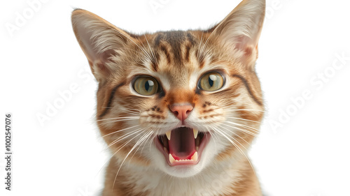 Excited Cat Portrait with Open Mouth Expression