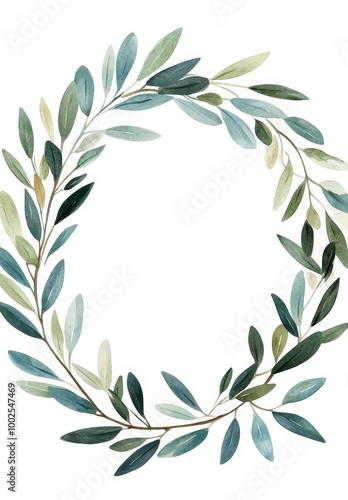 A wreath of green leaves with a white background