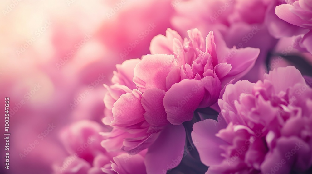 Fototapeta premium Pink peonies in soft focus with warm