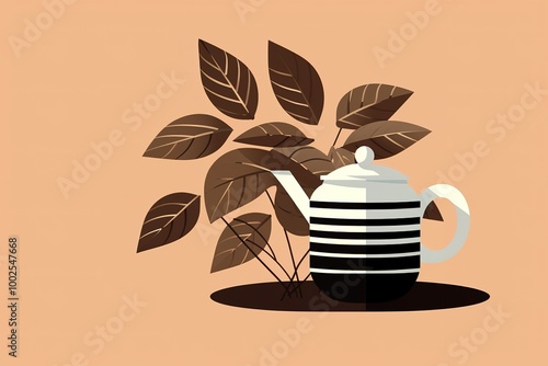 Tea pot and cup design, Drink breakfast beverage tradition kitchen and aromatic theme Vector illustration
 photo