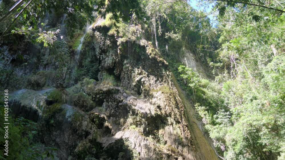 Tumalog Falls water cascading down a mossy cliff in Cebu, Philippines Tumalog Falls water cascading down a mossy cliff in Cebu, Philippines