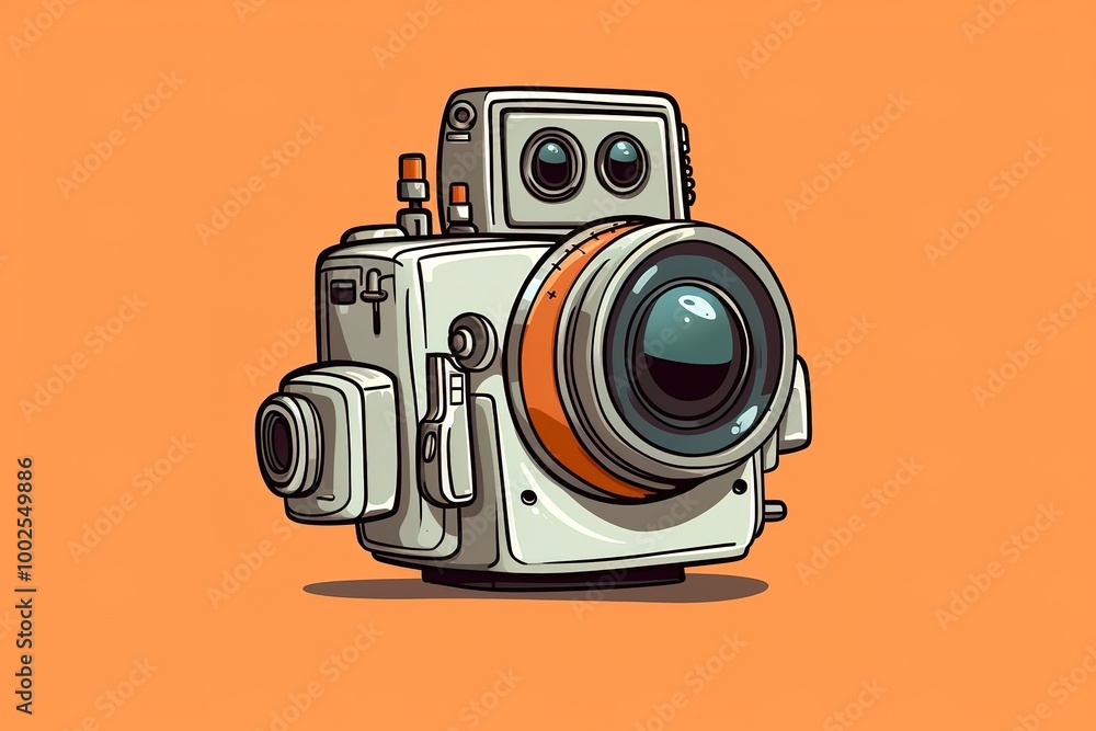 Fototapeta premium illustration of little funny robot machine character logo mascot flat vector design template 