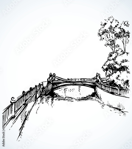 The bridge over the river in St. Petersburg. Vector drawing