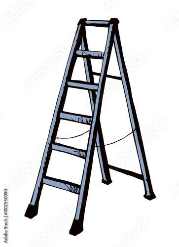 Folding stepladder. Vector drawing icon photo