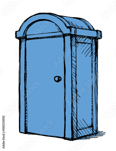 Plastic street toilet. Vector drawing