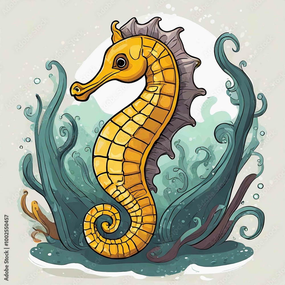 Seahorse Vector Cartoon Illustration Set Seahorse Vector Cartoon Illustration Set