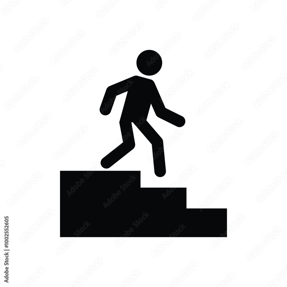 Go down stairs black and white flat vector icon design Go down stairs black and white flat vector icon design