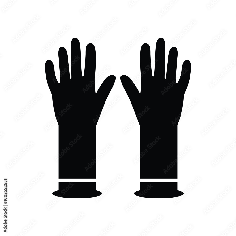 Rubber hand gloves flat vector icon design Rubber hand gloves flat vector icon design