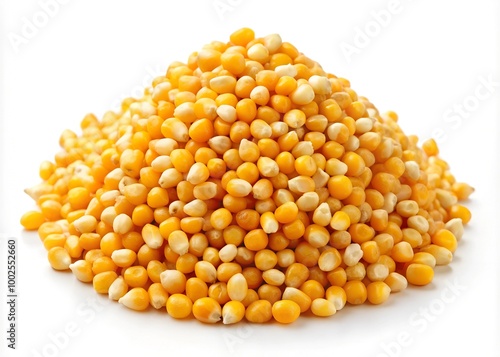 Yellow grain corn isolated on white background, for popcorn