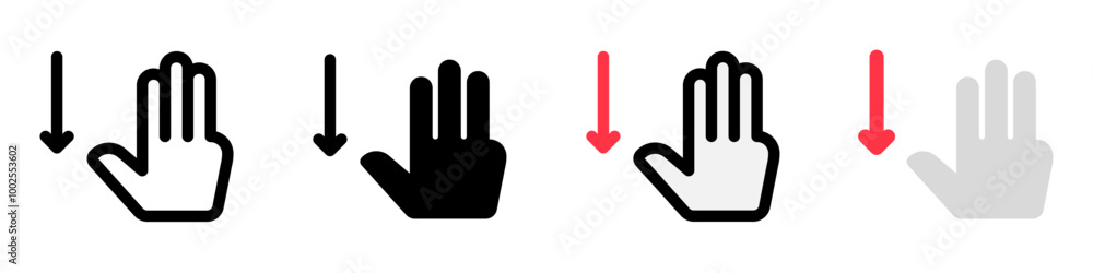 Editable three fingers swipe down vector icon. Part of a big icon set family. Perfect for web and app interfaces, presentations, infographics, etc Editable three fingers swipe down vector icon. Part of a big icon set family. Perfect for web and app interfaces, presentations, infographics, etc