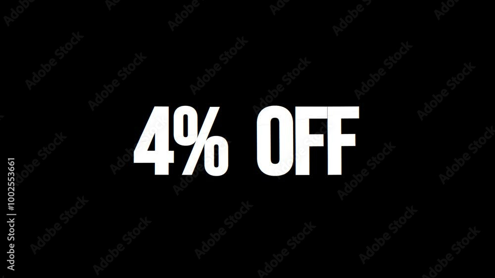 4% OFF text animation, slicing blue effect. Promotion concept, looping video 4% OFF text animation, slicing blue effect. Promotion concept, looping video