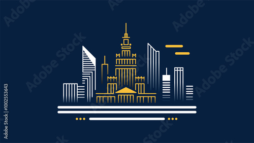 Minimalistyczna warszawa, stolica Polski w wektorach