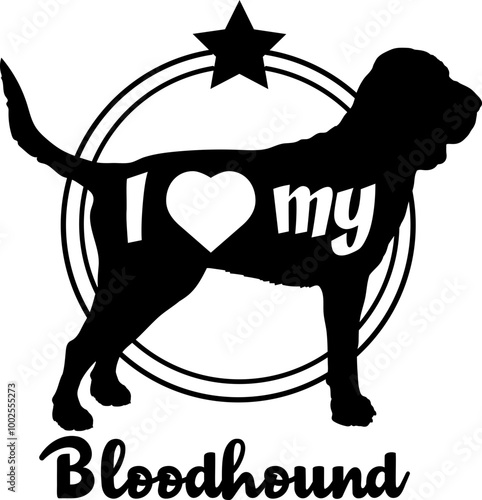 Bloodhound dog silhouette, i love my dog, dog, dog breeds, logo, vector, monogram, silhouette, logo design, animal, illustration, mammal, icon, sign, design, black, wild, 