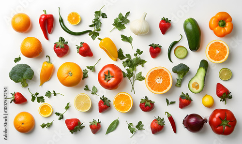 vegetable and fruits photo or illustrator on white background