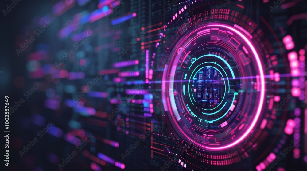 Obraz premium Futuristic computer interface hologram with a circular background