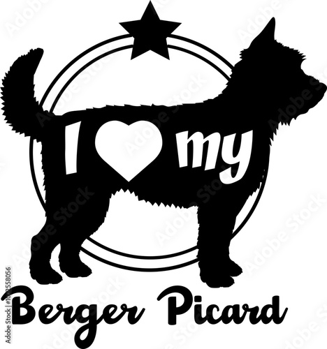 Berger Picard dog silhouette, i love my dog, dog, dog breeds, logo, vector, monogram, silhouette, logo design, animal, illustration, mammal, icon, sign, design, black, wild, 