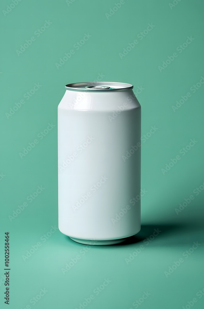 Blank White Aluminum Beverage Can on a Light Grey Background Blank White Aluminum Beverage Can on a Light Grey Background