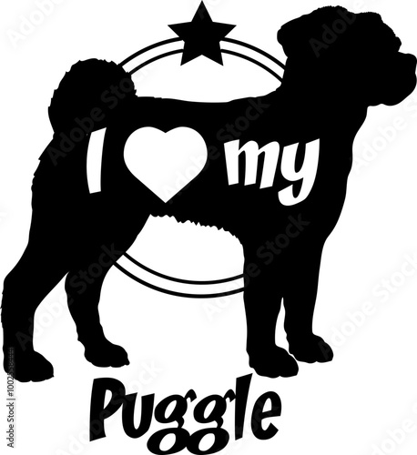 Puggle dog silhouette, i love my dog, dog, dog breeds, logo, vector, monogram, silhouette, logo design, animal, illustration, icon, sign, design, black, wild, symbol, pet, nature,