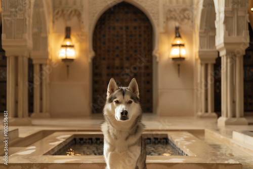 Image of a beautiful animal in a luxury palace hall generative AI photo