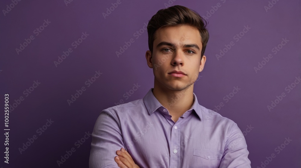 Obraz premium portrait of a man on a purple background