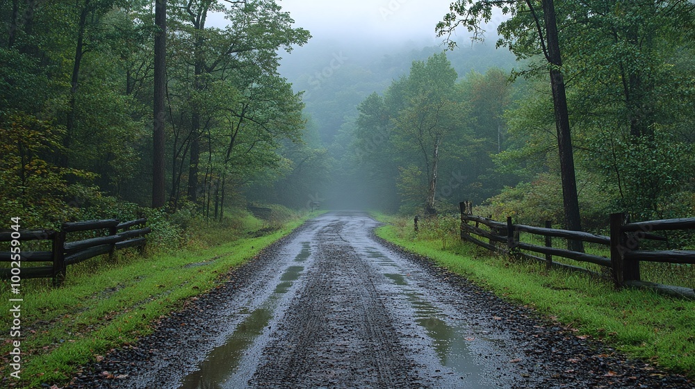 a foggy rural road after rain with mist and damp paths creating a serene and calm countryside landscape perfect for capturing the peaceful beauty of nature and quiet country travel a foggy rural road after rain with mist and damp paths creating a serene and calm countryside landscape perfect for capturing the peaceful beauty of nature and quiet country travel