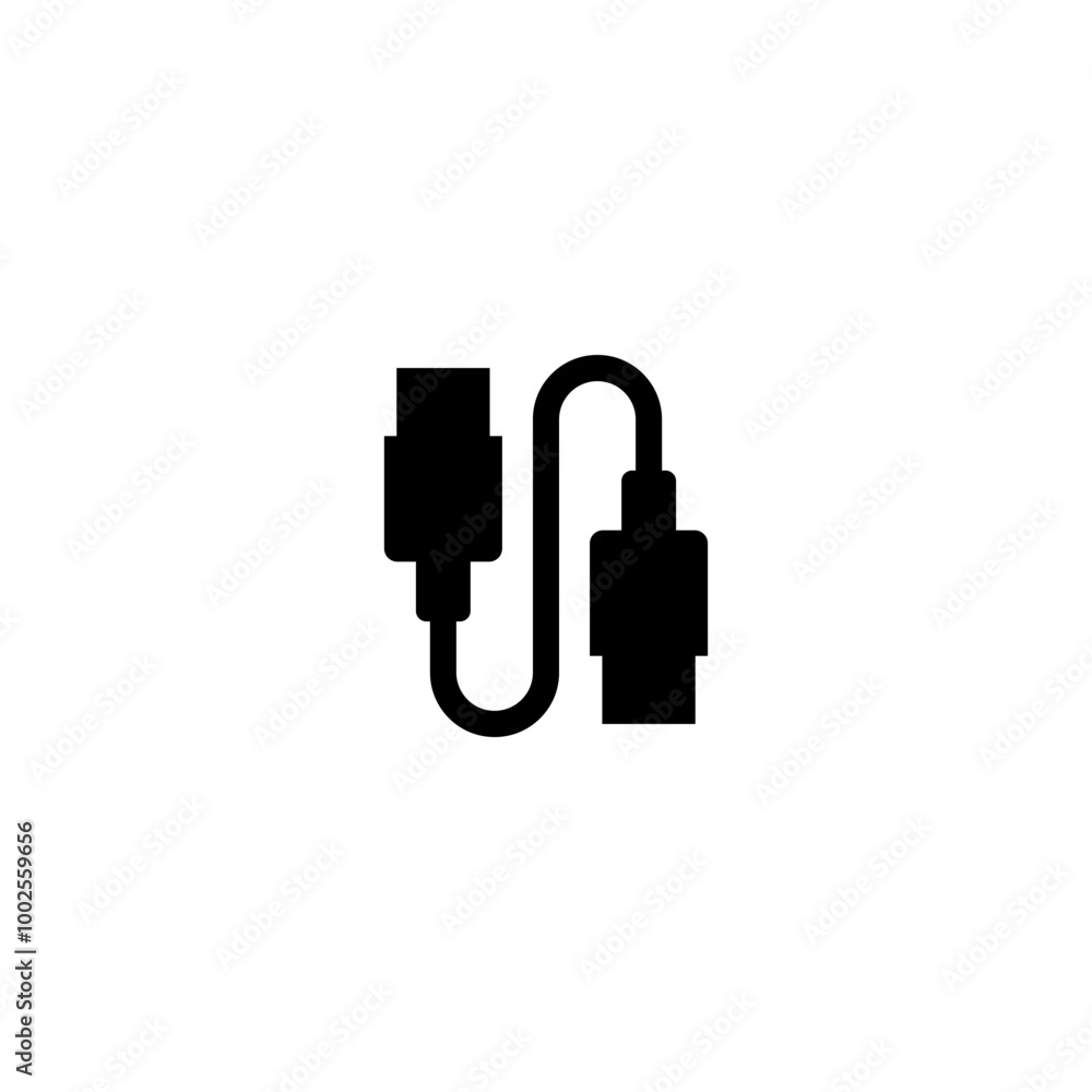 Usb icon with cable. Isolated vector on white background. Usb icon with cable. Isolated vector on white background.