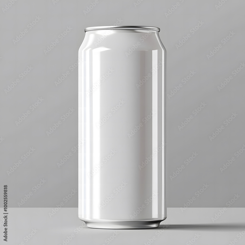 Blank White Aluminum Beverage Can on a Light Grey Background Blank White Aluminum Beverage Can on a Light Grey Background