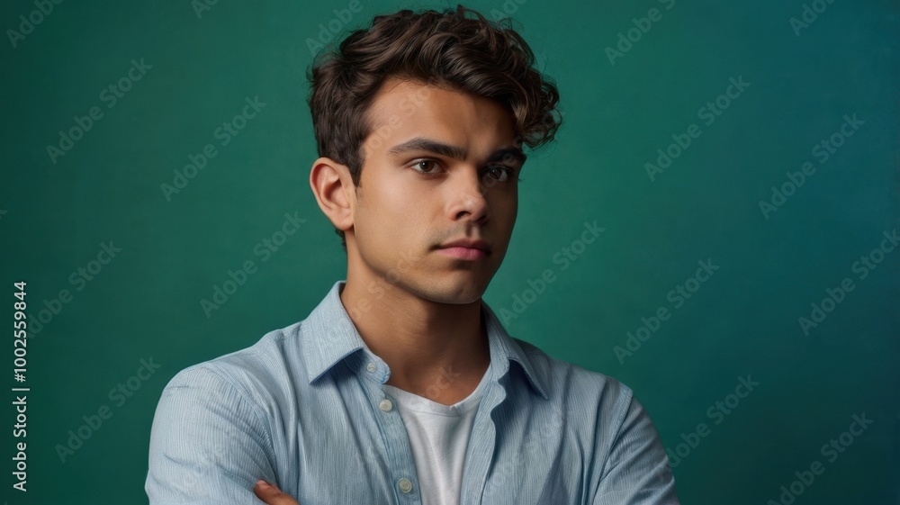 portrait of a man on a green background portrait of a man on a green background