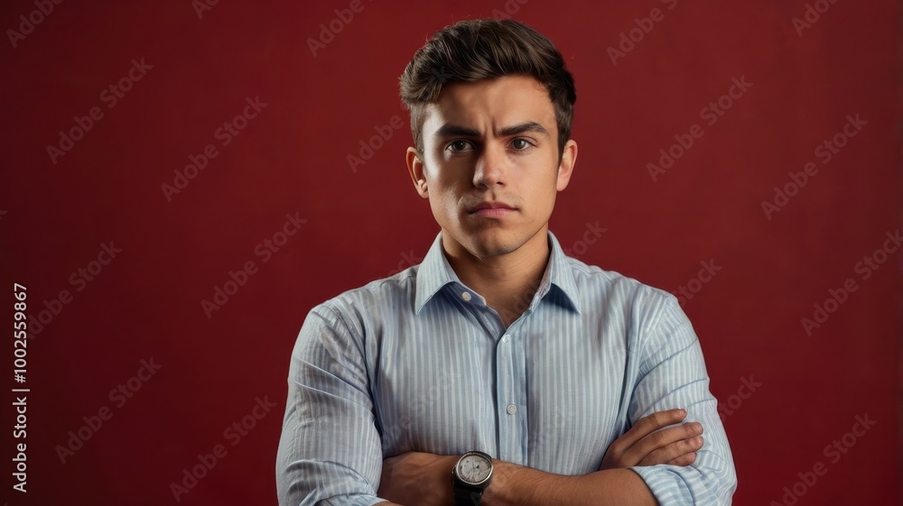 portrait of a man on a red background portrait of a man on a red background
