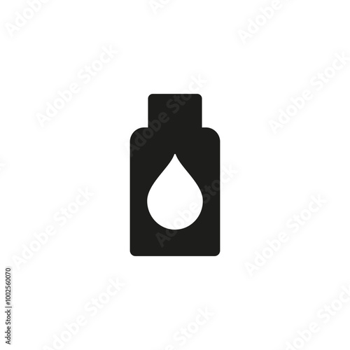 A jar bottle with a drop inside. Vector icon on a white background.