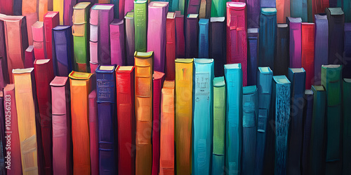 Colorful Bookshelf in Library