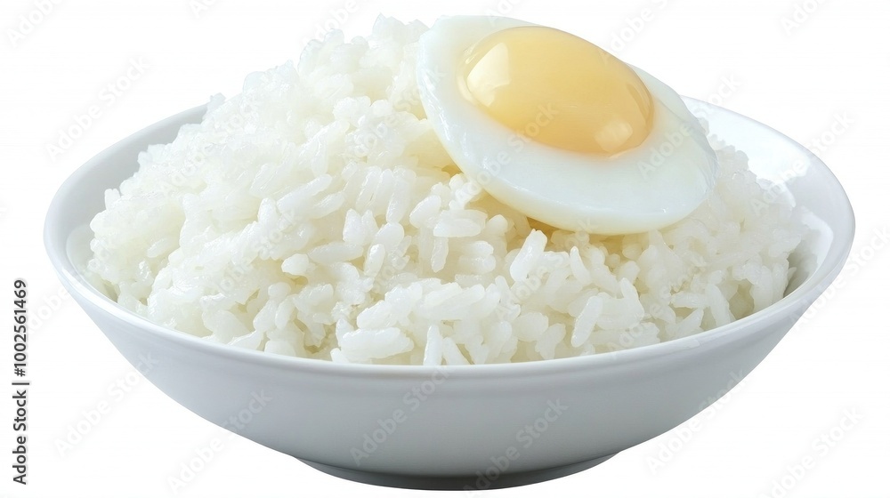 A delicious plate of golden fried rice topped with a perfectly cooked fried egg, showcasing stunning detail and vibrant colors A delicious plate of golden fried rice topped with a perfectly cooked fried egg, showcasing stunning detail and vibrant colors