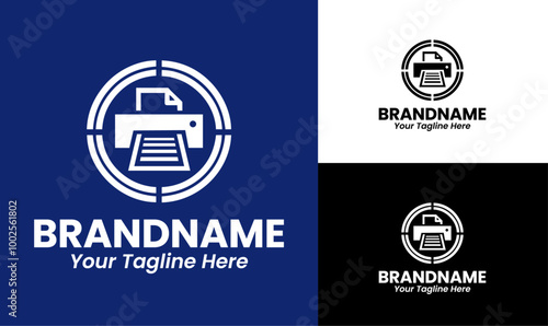 Printer Target Logo Design Template with Minimalist Design