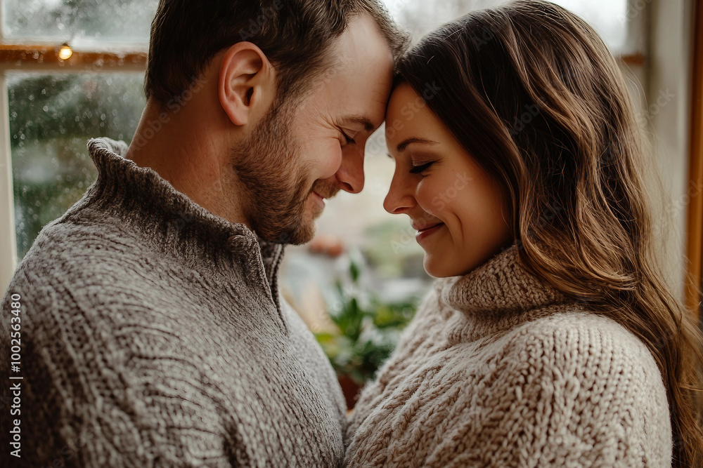 Enamored couple is warming up by the fireplace and hugging generative ai Enamored couple is warming up by the fireplace and hugging generative ai