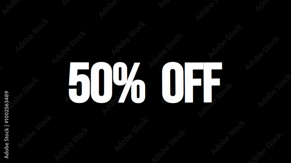 50% OFF text animation, slicing blue effect. Promotion concept, looping video 50% OFF text animation, slicing blue effect. Promotion concept, looping video