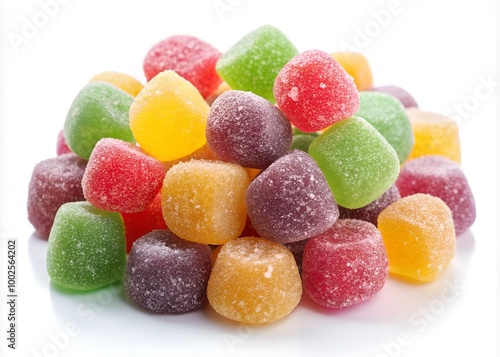 Colorful jelly sugar candies isolated on white background