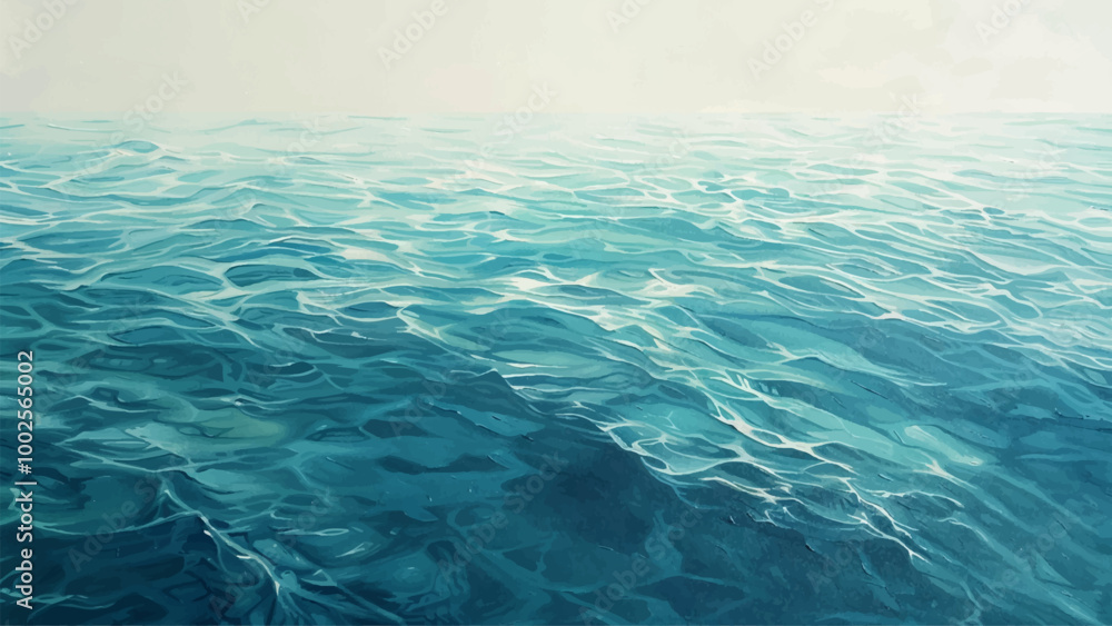 Modern Painting Of Deep Water Oil Painting On Canvas Featuring Rich, Dark Hues Of Blue And Green With Fluid Brushstrokes To Capture The Depth And Movement Of The Water Modern Painting Of Deep Water Oil Painting On Canvas Featuring Rich, Dark Hues Of Blue And Green With Fluid Brushstrokes To Capture The Depth And Movement Of The Water