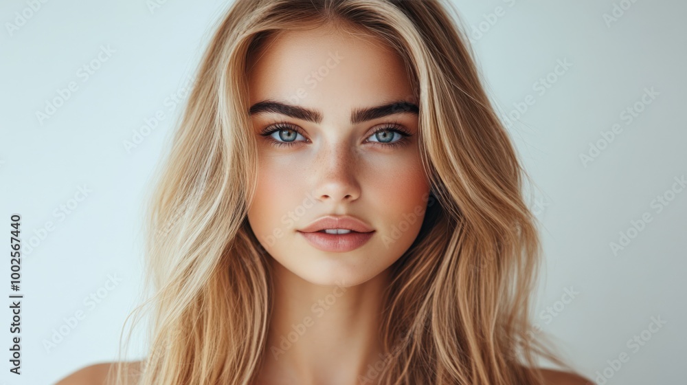 Close-up Portrait of a Woman with Long Blonde Hair Close-up Portrait of a Woman with Long Blonde Hair
