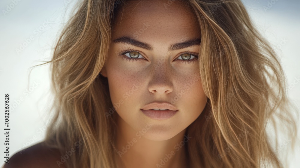 Intense Female Gaze in a Close-Up Shot Intense Female Gaze in a Close-Up Shot