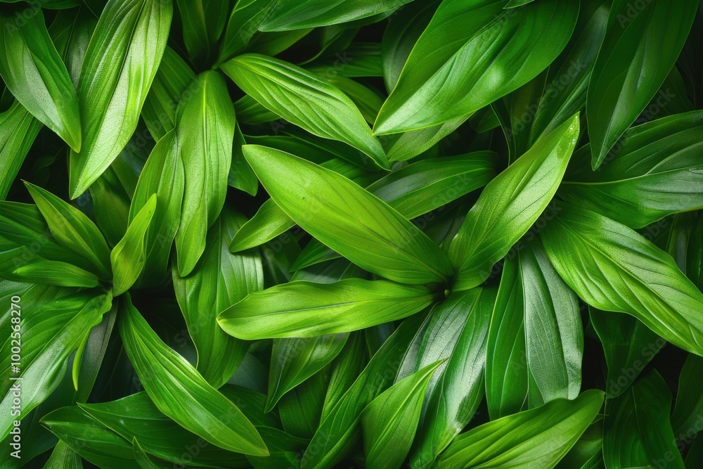 Lush Green Leaves and Foliage: Vibrant Botanical Close-Up for Tropical Nature and Eco-Friendly Design Lush Green Leaves and Foliage: Vibrant Botanical Close-Up for Tropical Nature and Eco-Friendly Design