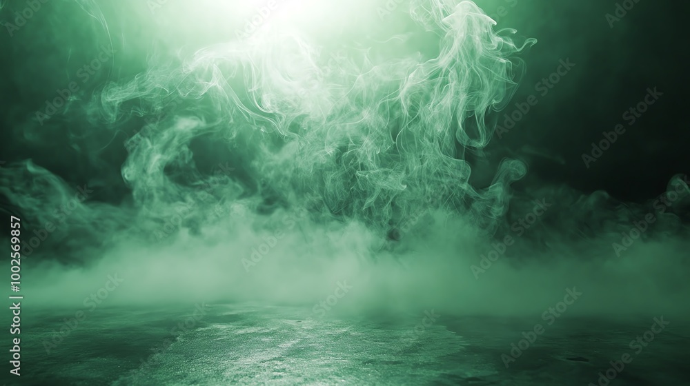 A mystical green fog envelops the scene, creating an ethereal atmosphere perfect for fantasy-themed projects. A mystical green fog envelops the scene, creating an ethereal atmosphere perfect for fantasy-themed projects.