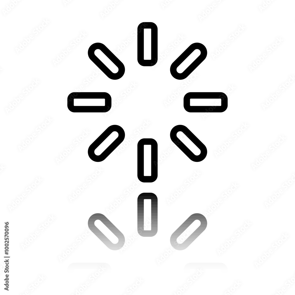 Loading simple icon vector. Flat design. Black icon with mirror reflection. White background Loading simple icon vector. Flat design. Black icon with mirror reflection. White background
