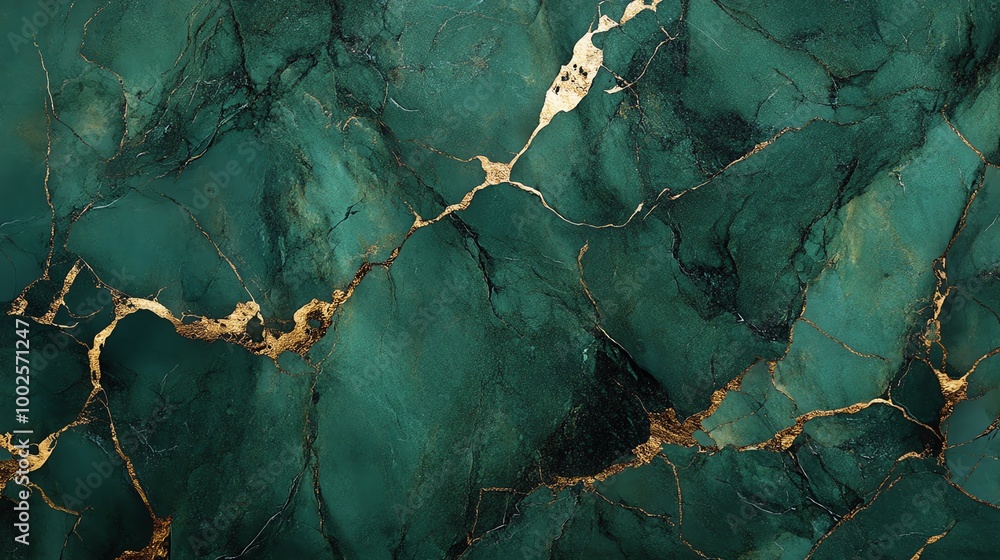 Elegant green marble texture with striking golden veins, perfect for backgrounds and design projects. Elegant green marble texture with striking golden veins, perfect for backgrounds and design projects.